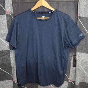 New Balance dry fit short sleeve tee, men's L, patterned blue design